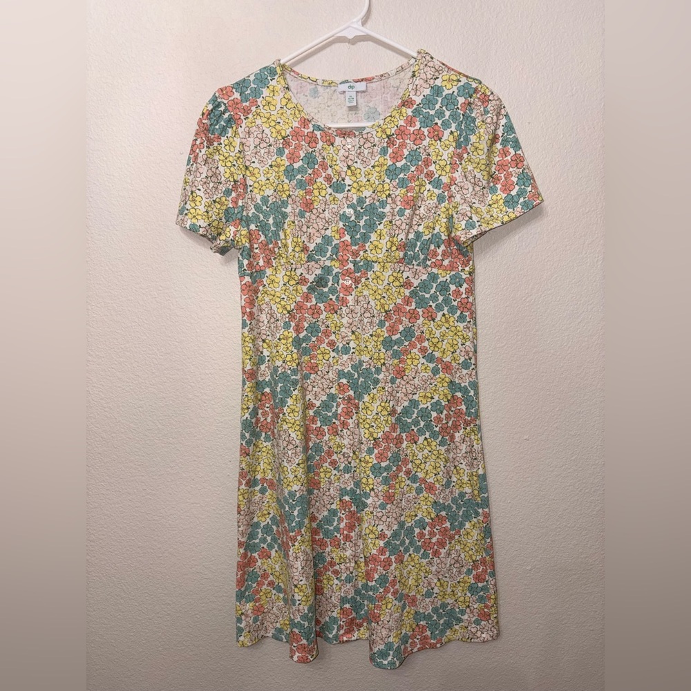 dp Floral Dress Girls XL 14-16 Multicolor Short Sleeve Button Front
